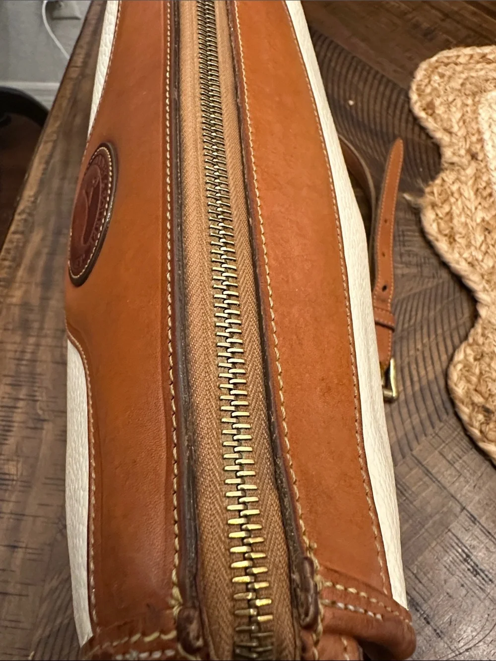 Dooney & Bourke Cream and Tan Leather Crossbody Bag - Picture 6 of 14